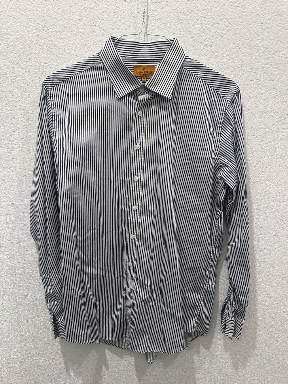 Simon Carter London Carnaby Street Mens XL Navy White Striped Button Down Shirt